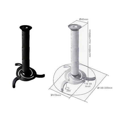 Soporte de techo para proyector de mástil redondo de 8 cm a 98 cm