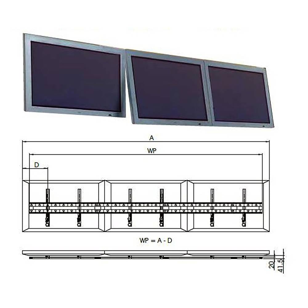 Soporte TV videowall vertical a TV de 47cm