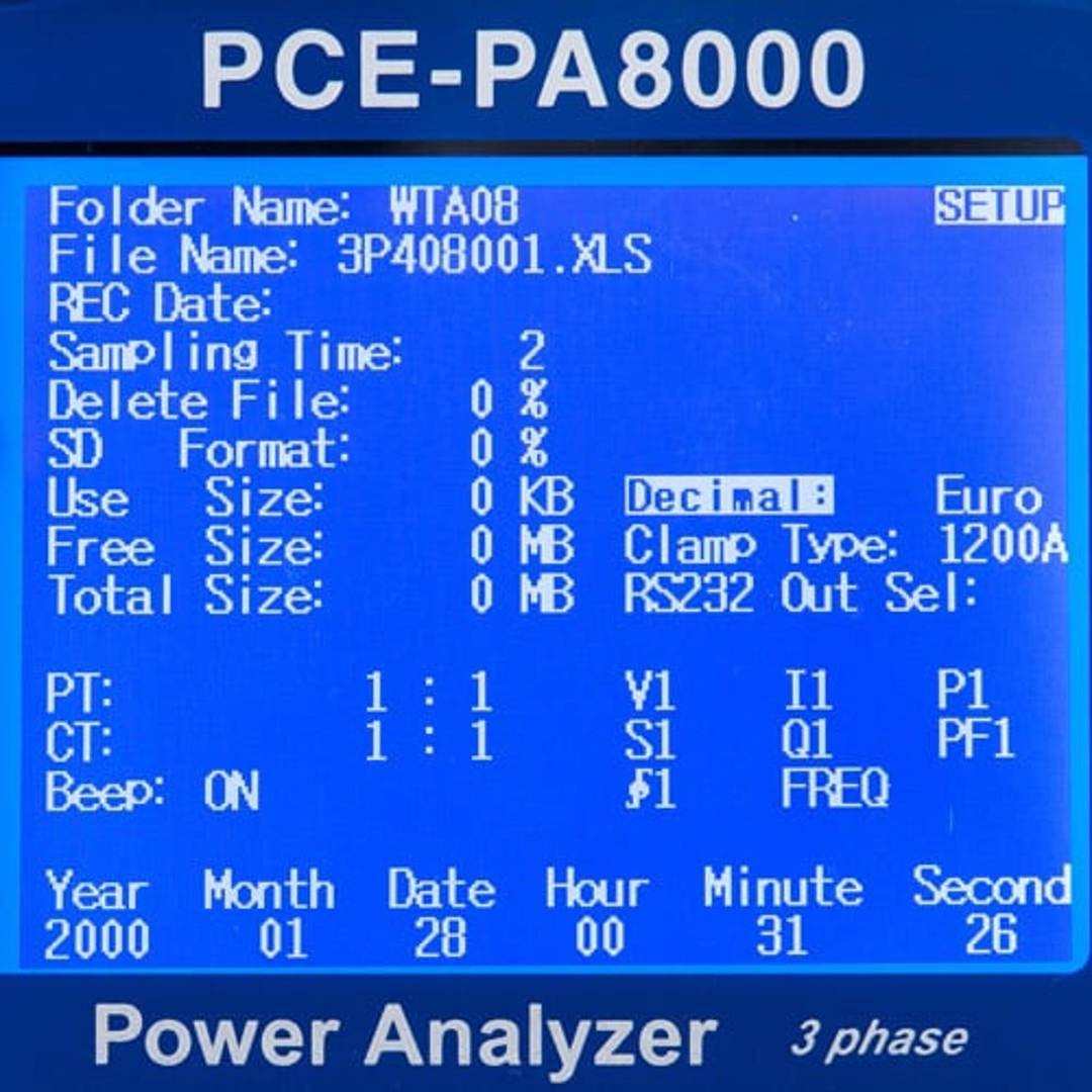 Watímetro PCE-PA 8000