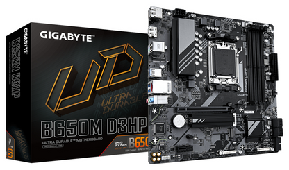 GIGABYTE B650M D3HP Placa base - AMD Ryzen serie 9000, VRM de 5+2+2 fases, hasta 7600 MHz DDR5 (OC), 2xPCIe 4.0 M.2, LAN 2,5 GbE, USB 3.2 Gen 1