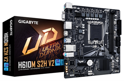 GIGABYTE H610M S2H V2 Placa base - Soporta CPUs Intel Core de 14ª generación, 4+1+1 Fases Híbridas VRM Digital, hasta 5600MHz DDR5, 1xPCIe 3.0 M.2, GbE LAN, USB 3.2 Gen 1