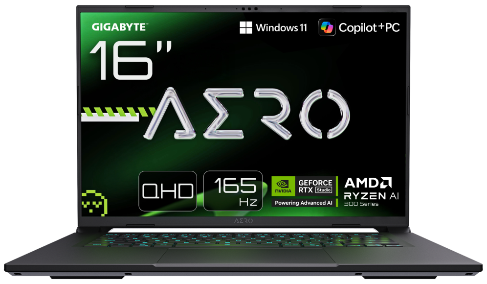 GIGABYTE AERO X16 Portatil Gaming - Copilot+ PC, 16'' QHD 165Hz, AMD Ryzen AI 7 HX 350, RTX 5070, 32 GB DDR5 5200MHz, 1 x SSD Gen4 de 1 TB, Win 11 Home, garantia de 2 anos, AERO X16 1WH93ESC64DH