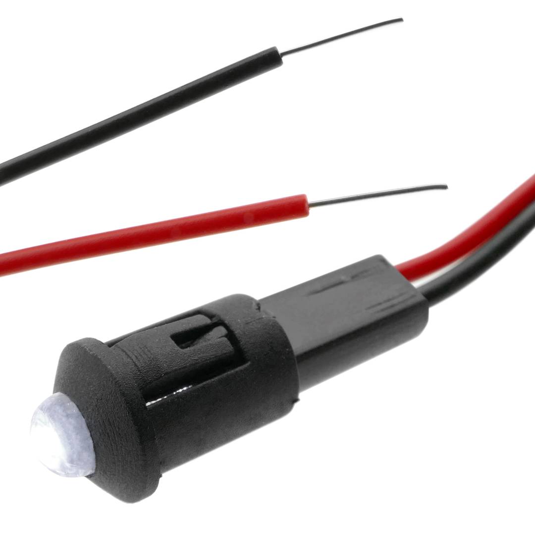 Luz LED piloto de 8mm 12VDC de color blanco