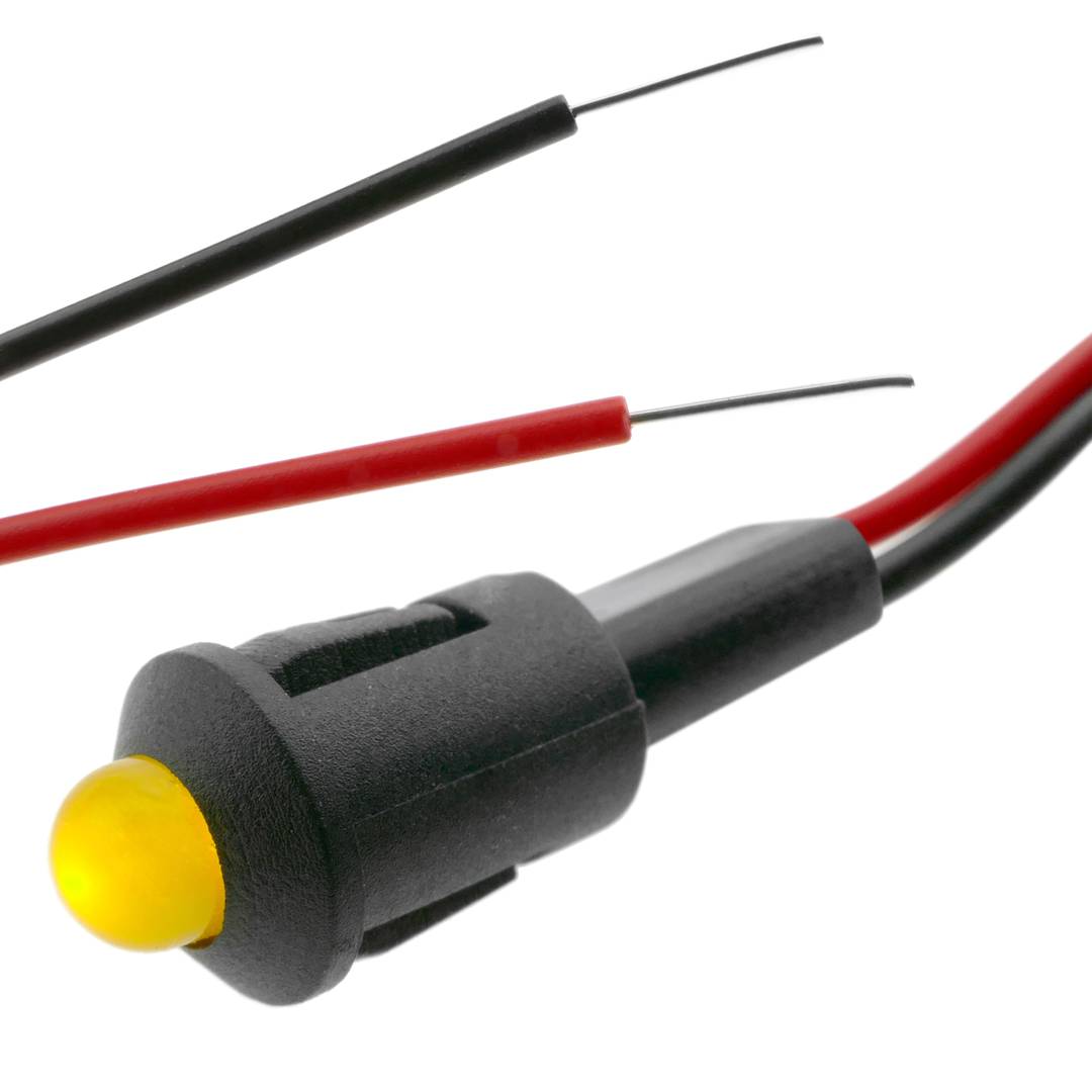 Luz LED piloto de 8mm 12VDC de color amarillo