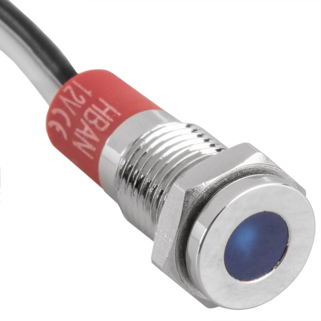 Luz LED Piloto de 8mm 12VDC para montaje en panel de color azul