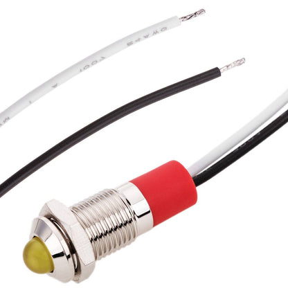 Luz LED Piloto de 8mm 220VAC para montaje en panel de color amarillo