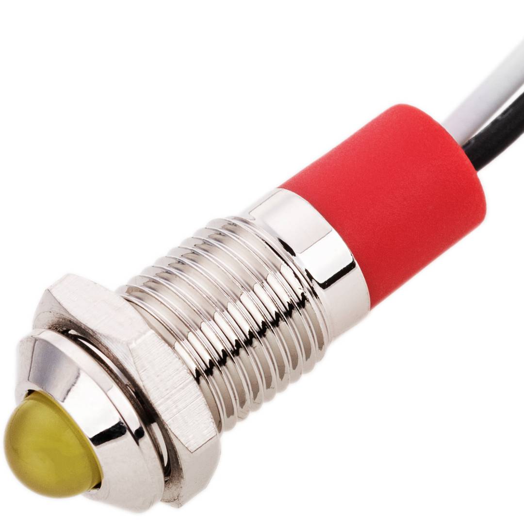 Luz LED Piloto de 8mm 220VAC para montaje en panel de color amarillo