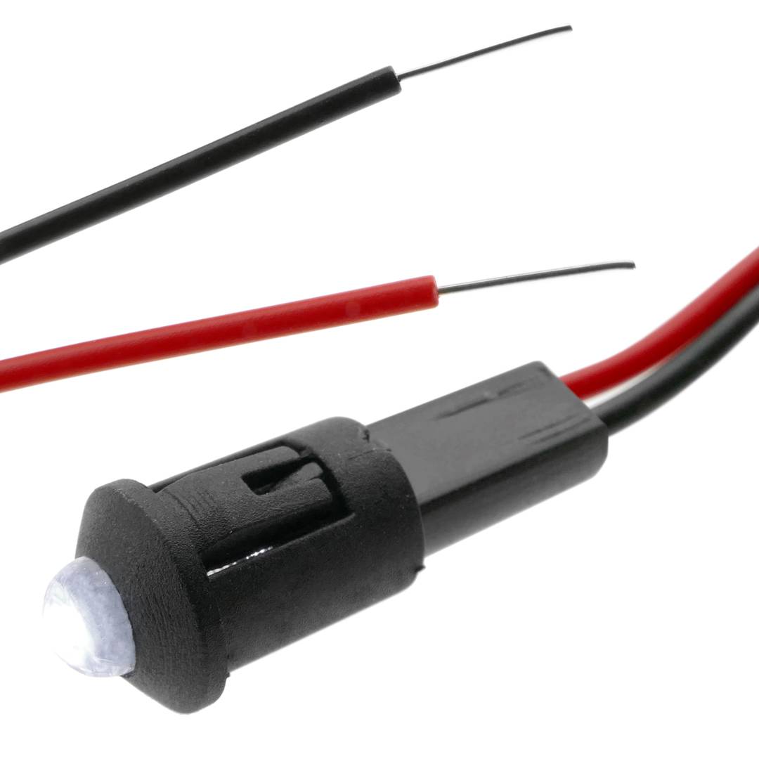 Luz LED piloto de 8mm 12VDC de color blanco 10-pack