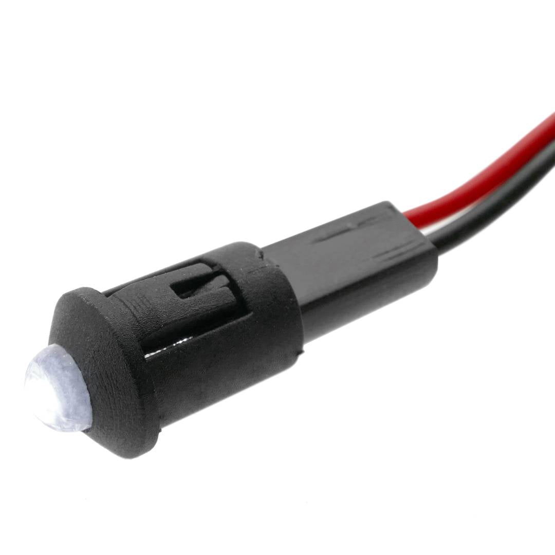Luz LED piloto de 8mm 12VDC de color blanco 10-pack