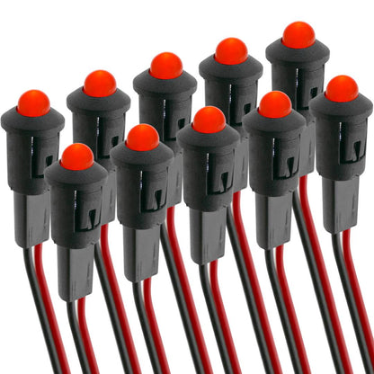 Luz LED piloto de 8mm 12VDC de color rojo 10-pack