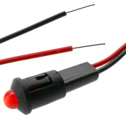 Luz LED piloto de 8mm 12VDC de color rojo 10-pack