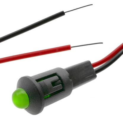 Luz LED piloto de 8mm 12VDC de color verde 10-pack