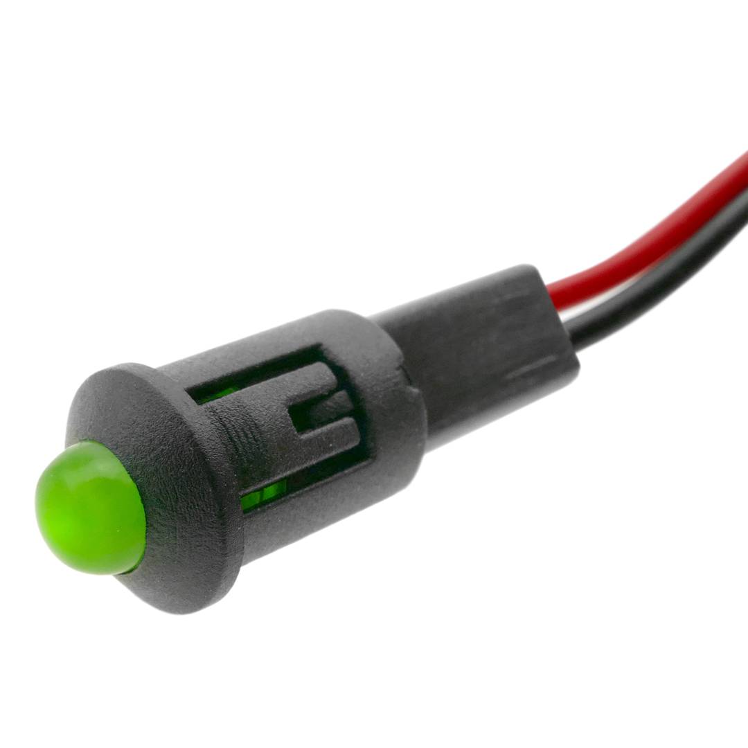 Luz LED piloto de 8mm 12VDC de color verde 10-pack