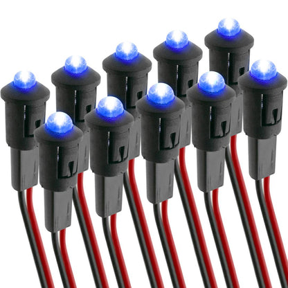 Luz LED piloto de 8mm 12VDC de color azul 10-pack