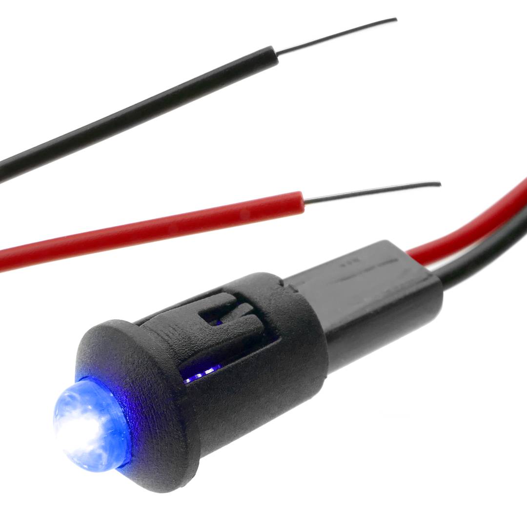 Luz LED piloto de 8mm 12VDC de color azul 10-pack