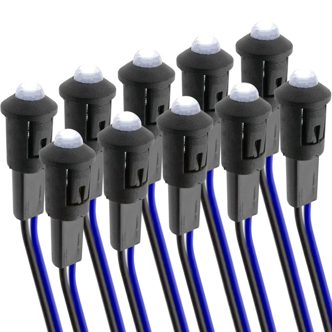 Luz LED piloto de 8mm 220VAC de color blanco 10-pack
