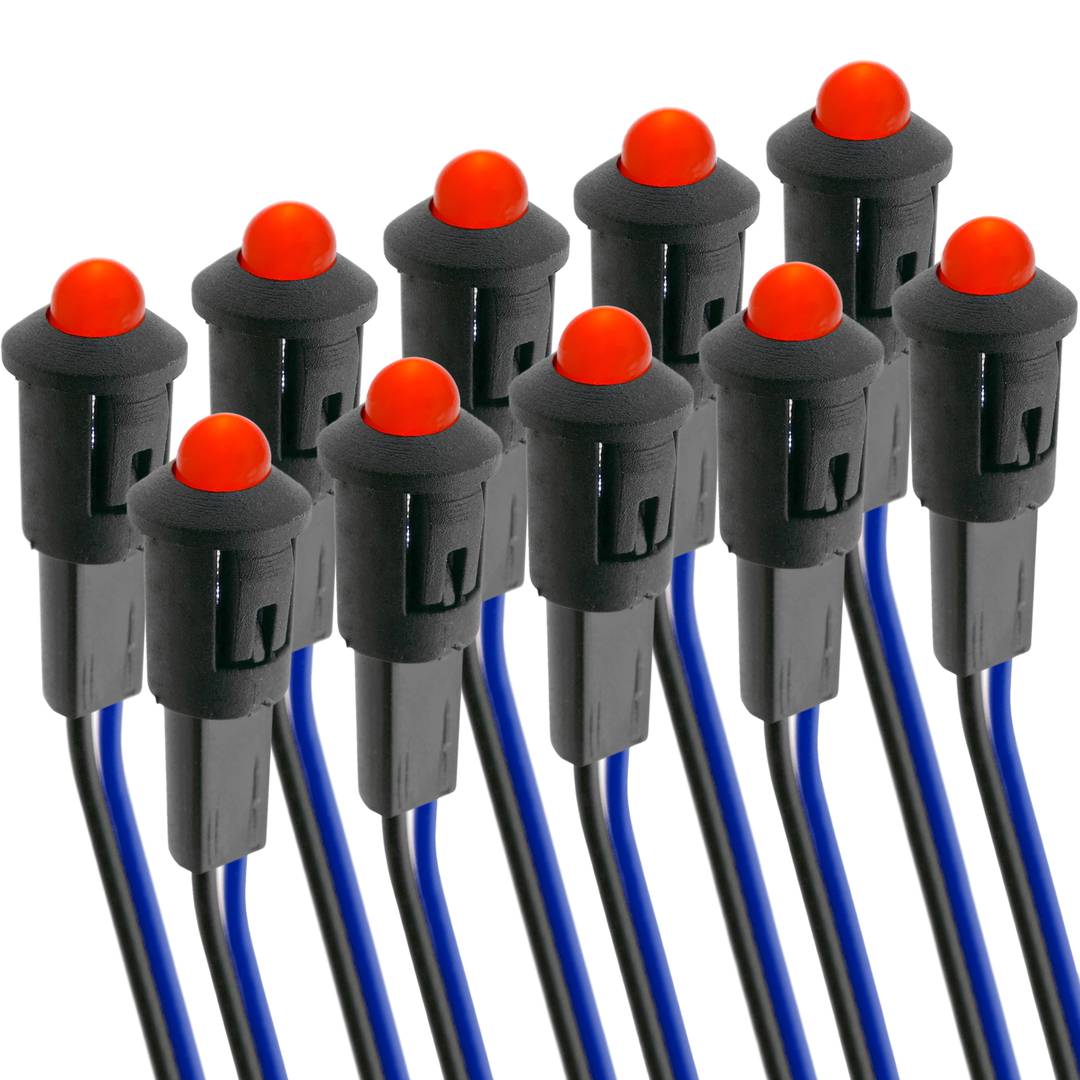 Luz LED piloto de 8mm 220VAC de color rojo 10-pack