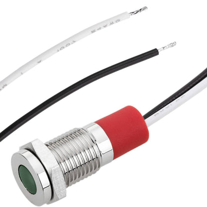 Luz LED Piloto de 8mm 12VDC para montaje en panel de color verde 10 pack