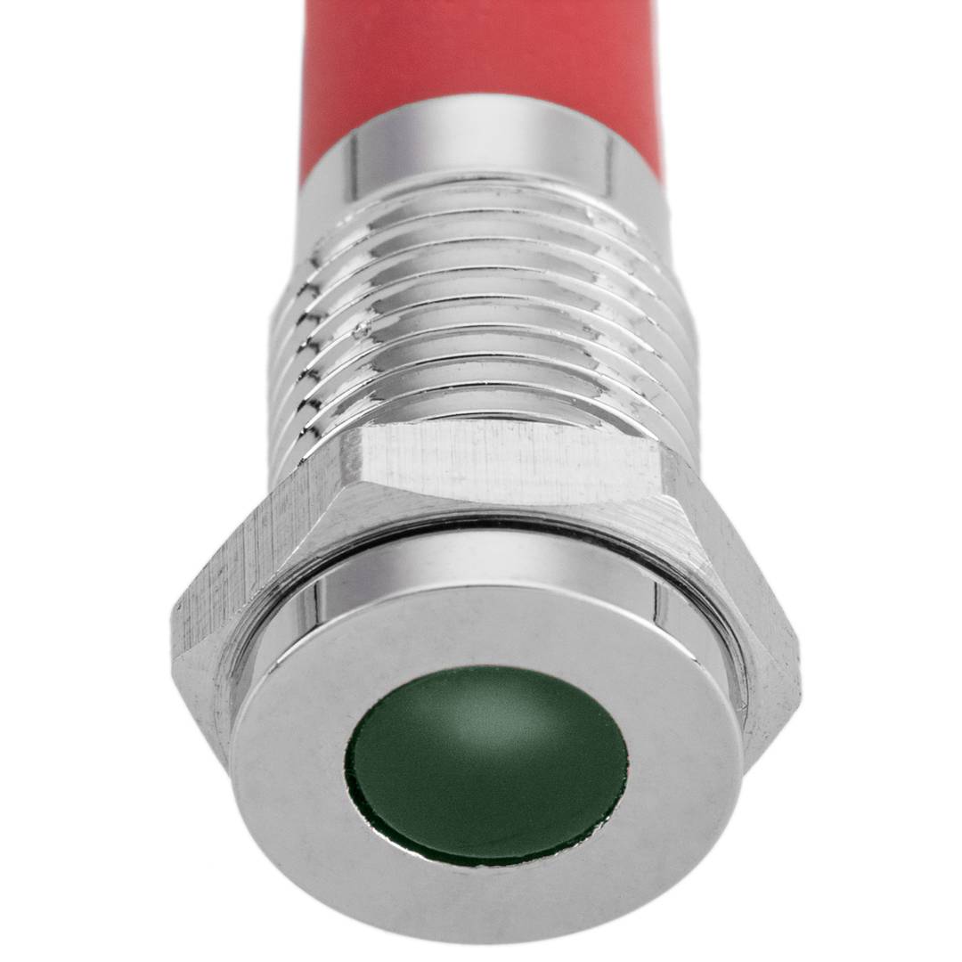 Luz LED Piloto de 8mm 12VDC para montaje en panel de color verde 10 pack