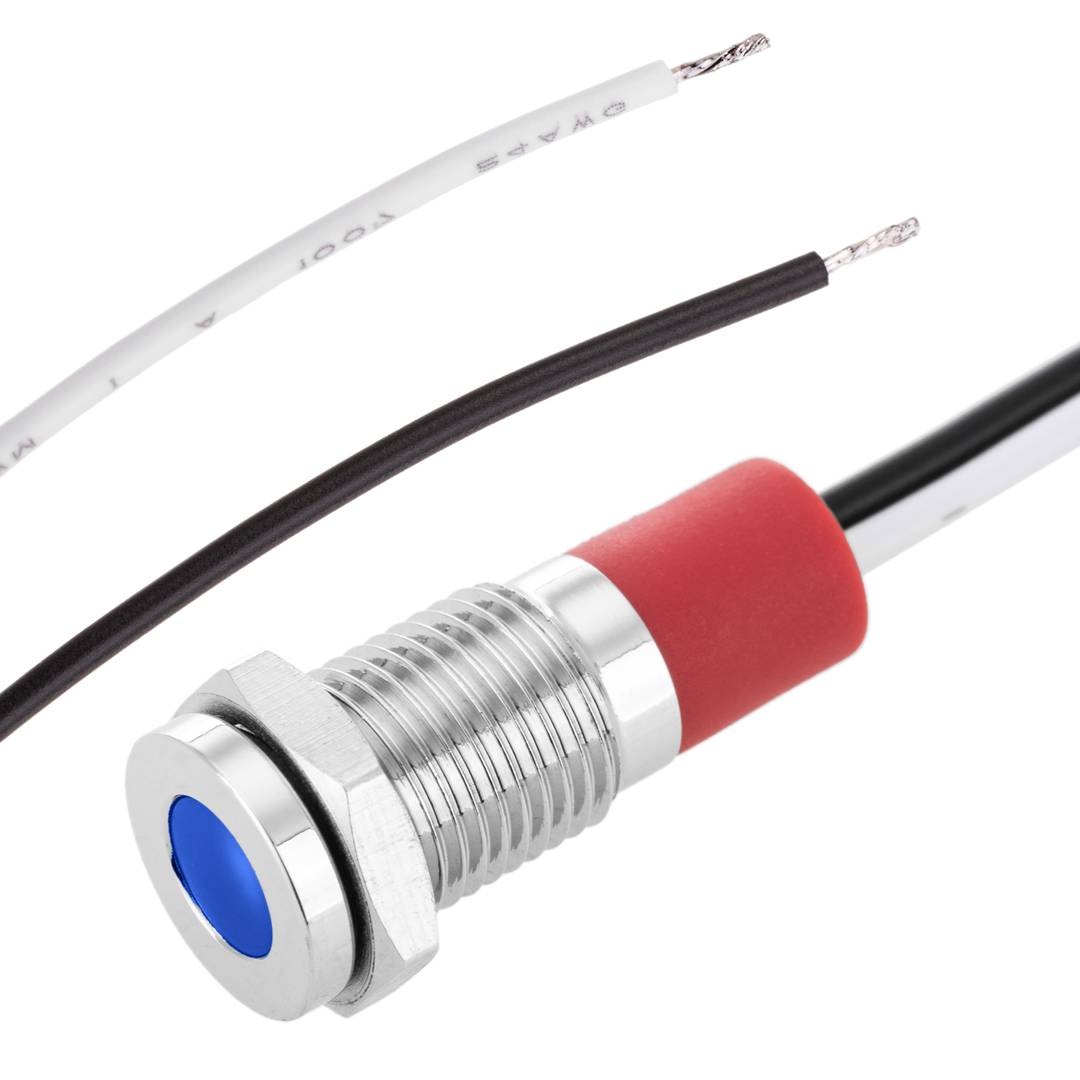 Luz LED Piloto de 8mm 12VDC para montaje en panel de color azul 10 pack