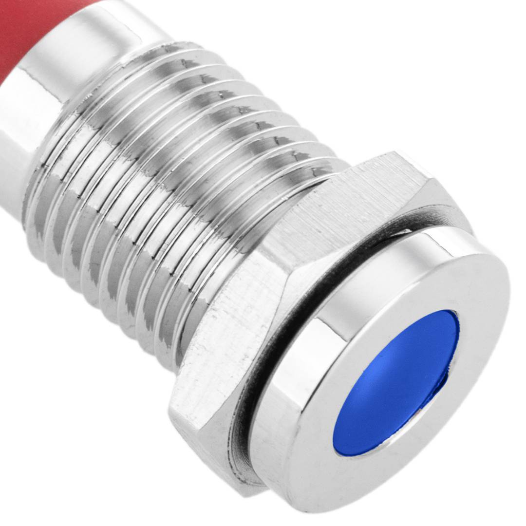 Luz LED Piloto de 8mm 12VDC para montaje en panel de color azul 10 pack