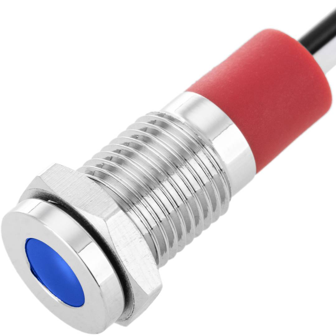 Luz LED Piloto de 8mm 12VDC para montaje en panel de color azul 10 pack