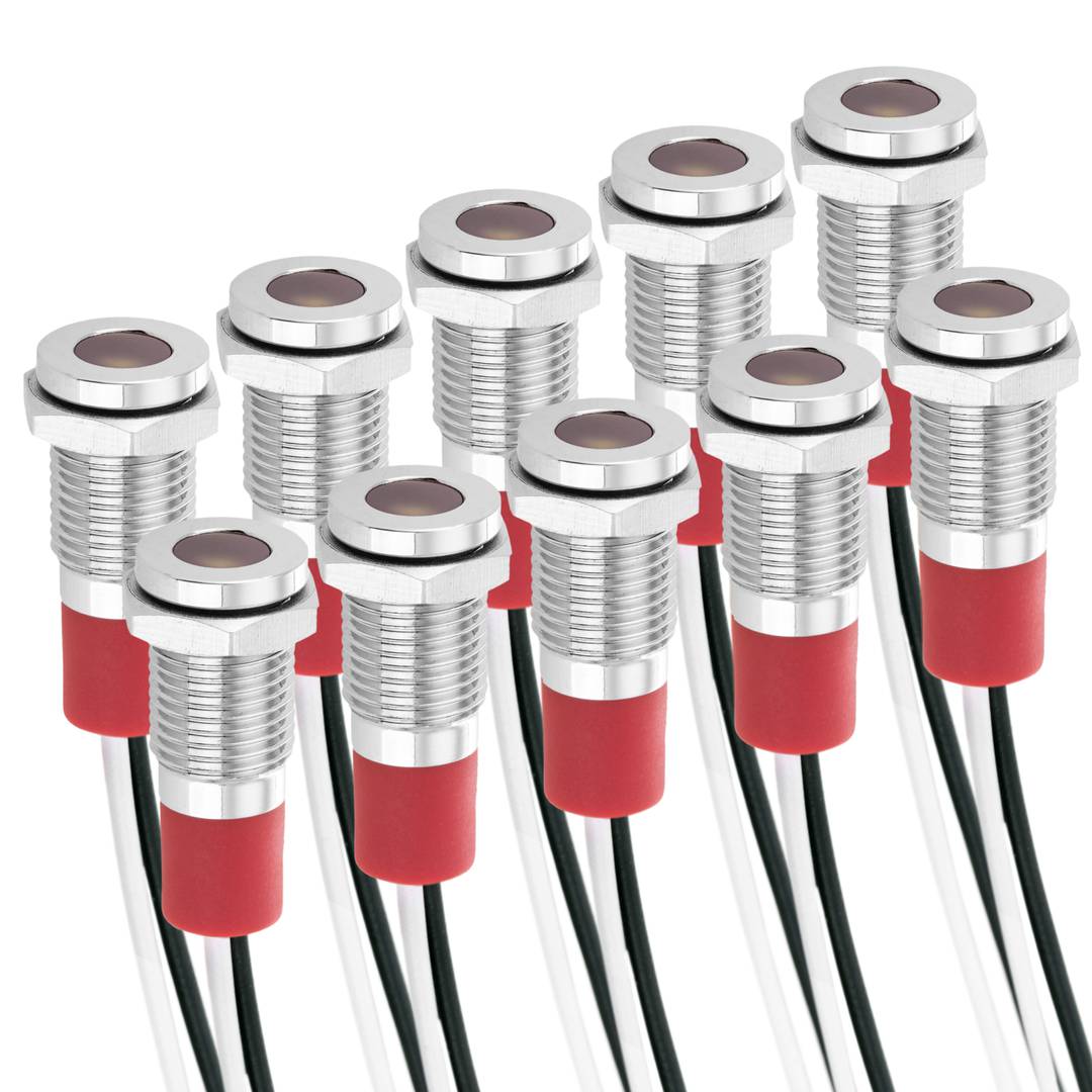 Luz LED Piloto de 8mm 220VAC para montaje en panel de color blanco 10 pack