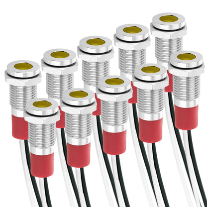 Luz LED Piloto de 8mm 220VAC para montaje en panel de color amarillo 10 pack