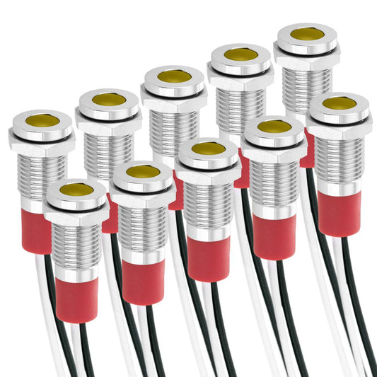 Luz LED Piloto de 8mm 220VAC para montaje en panel de color amarillo 10 pack