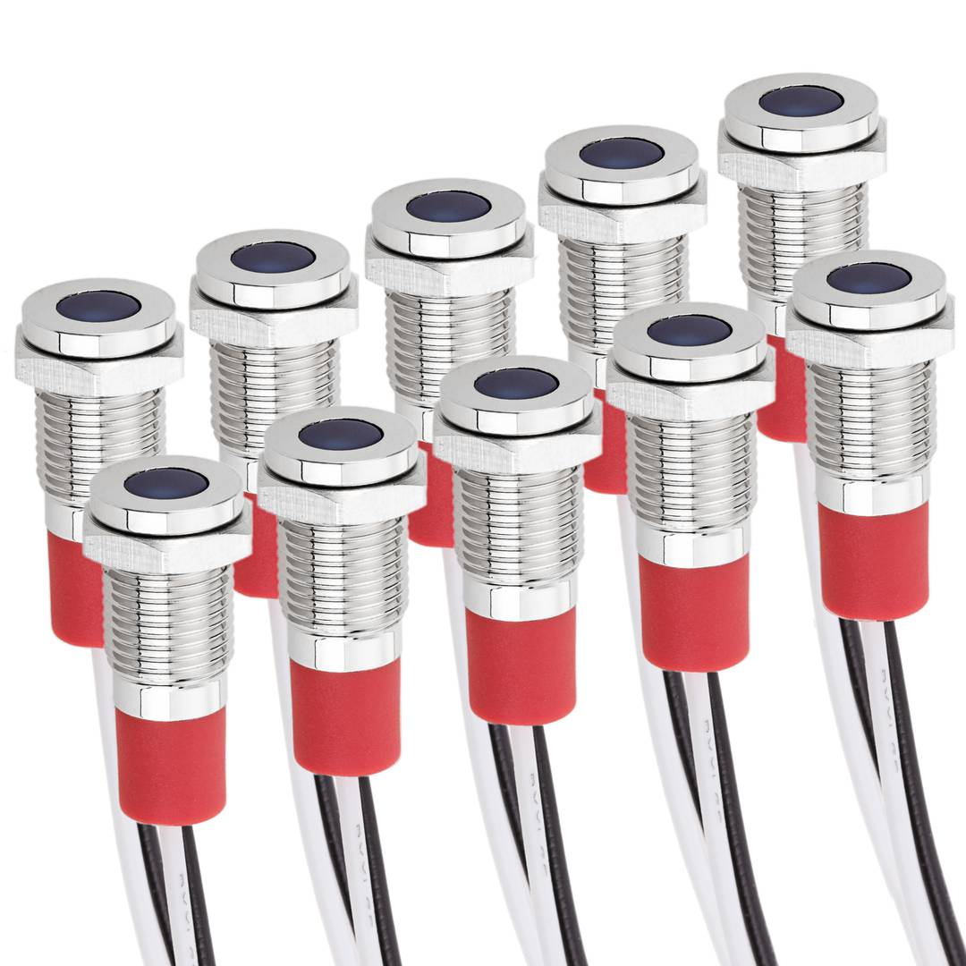 Luz LED Piloto de 8mm 220VAC para montaje en panel de color azul 10 pack