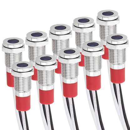 Luz LED Piloto de 8mm 220VAC para montaje en panel de color azul 10 pack