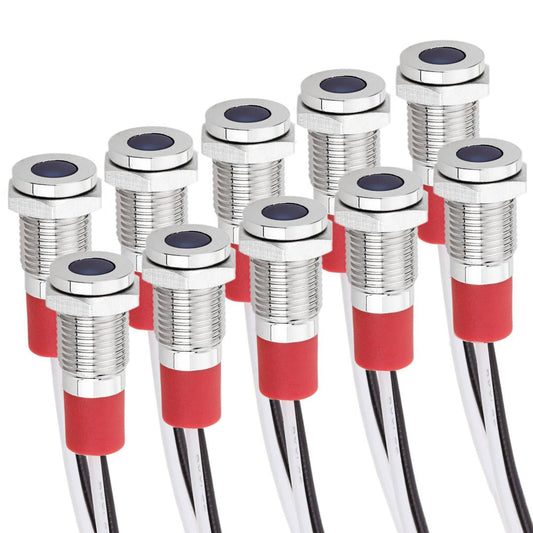 Luz LED Piloto de 8mm 220VAC para montaje en panel de color azul 10 pack