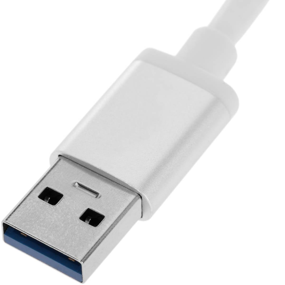 Conversor de USB 3.0 a 3xUSB 3.0 y Ethernet RJ45 color plata