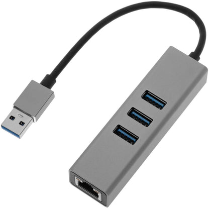 Conversor de USB 3.0 a 3xUSB 3.0 y Ethernet RJ45 color gris