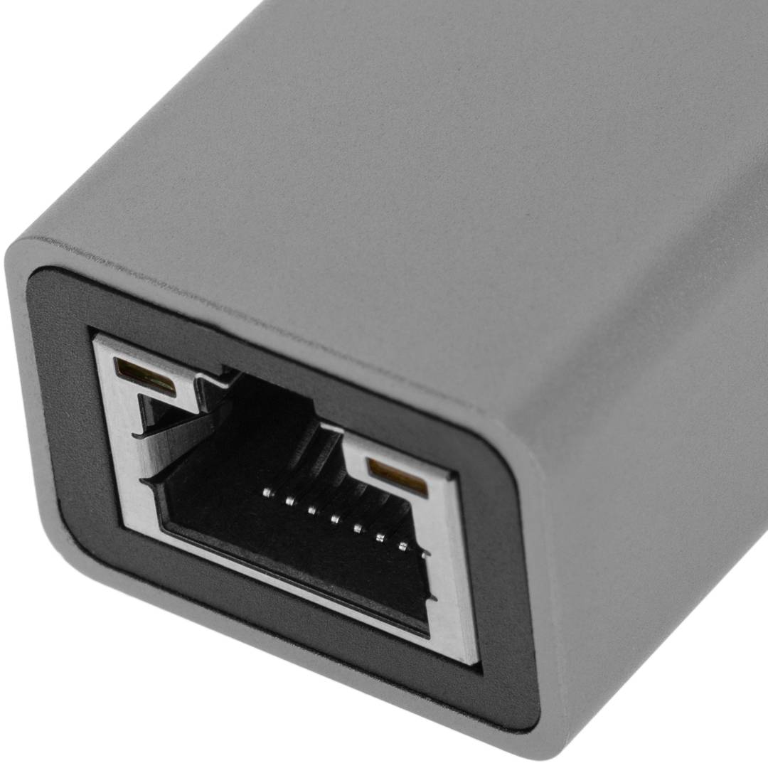 Conversor de USB 3.0 a 3xUSB 3.0 y Ethernet RJ45 color gris