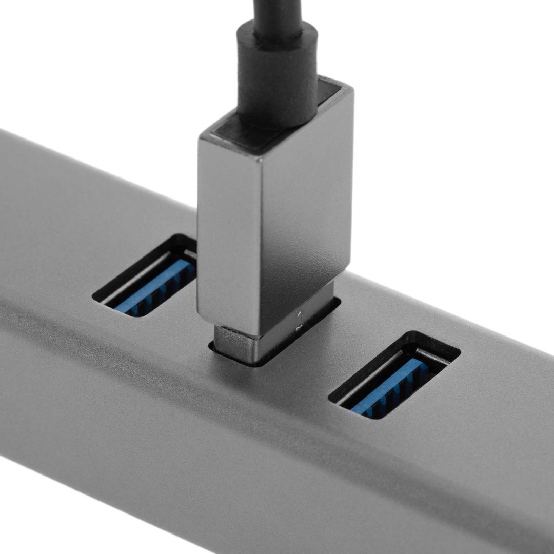 Conversor de USB 3.0 a 3xUSB 3.0 y Ethernet RJ45 color gris