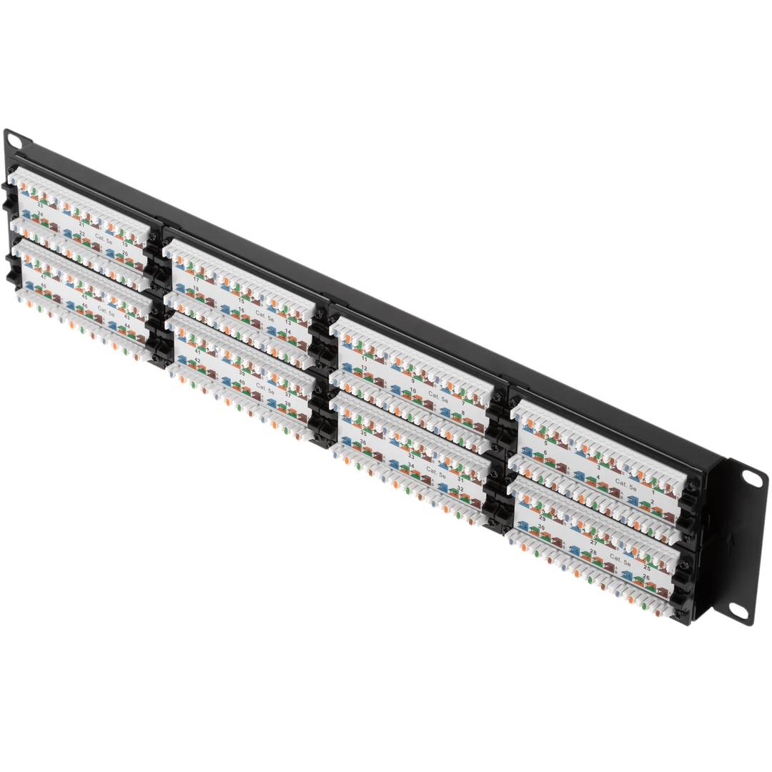 Patch panel de 48 RJ45 Cat.5e UTP 2U negro