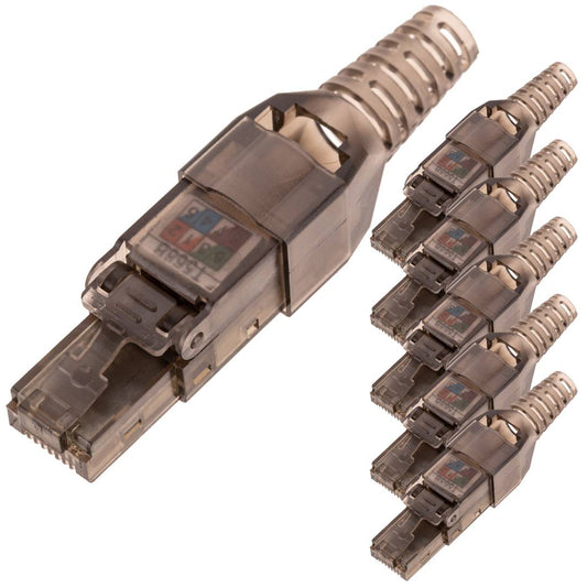 Conector UTP Cat.6 RJ45 macho crimpado automático pack 6 unidades