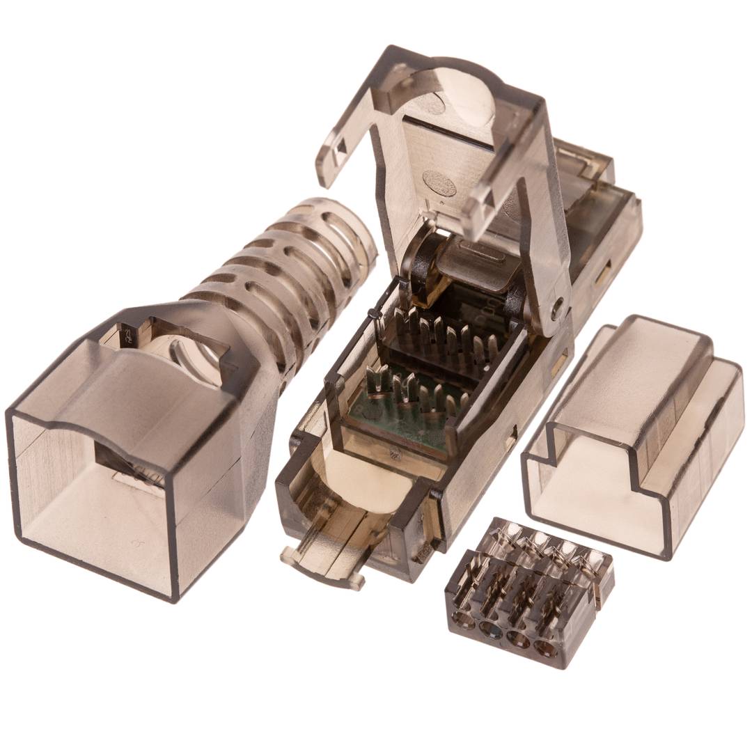 Conector UTP Cat.6 RJ45 macho crimpado automático pack 6 unidades