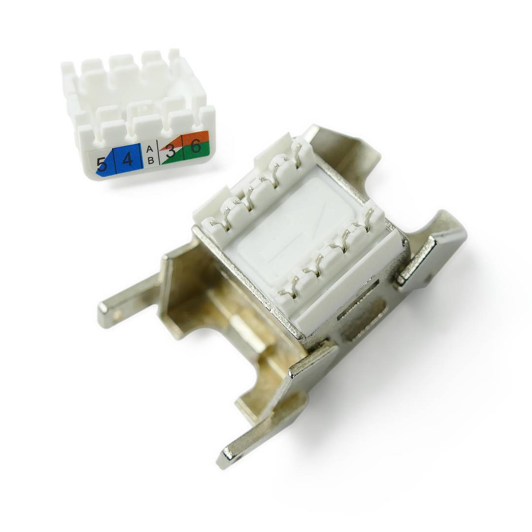 Keystone RJ45 hembra a TB110 Cat.6A STP con montaje sin herramientas