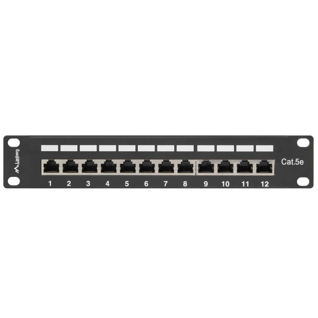 Patch panel 10' de 12 RJ45 Cat.5E FTP 1U Lanberg PPF5-9012-B