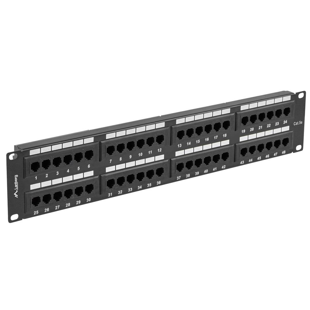 Patch panel 19' de 48 RJ45 CAT.5E UTP 1U Lanberg PPU5-2048-B