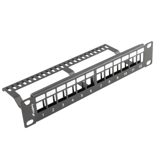 Patch panel configurable para keystone 10' de 12 RJ45 con peine FTP y UTP1U Lanberg PPKS-9112-B