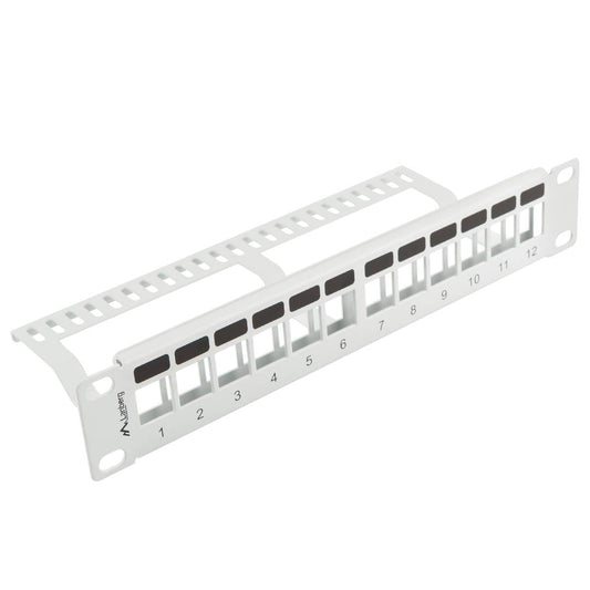 Patch panel configurable para keystone 10' blanco de 12 RJ45 con peine FTP y UTP1U Lanberg PPKS-9112-S