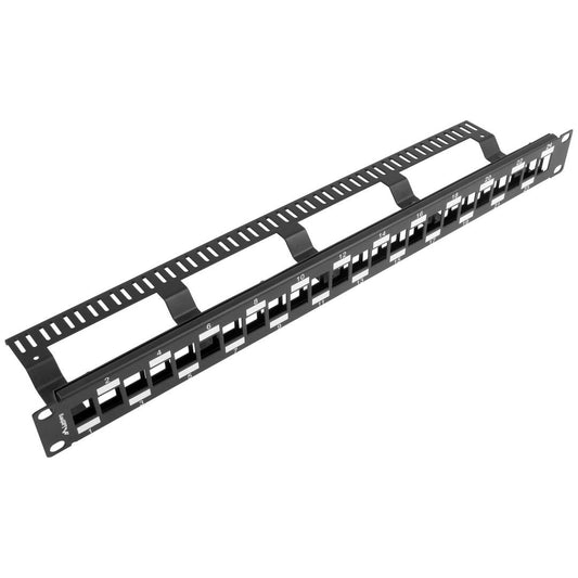 Patch panel configurable para keystone 19' de 24 RJ45 con peine FTP y UTP1U Lanberg PPKS-1224-B