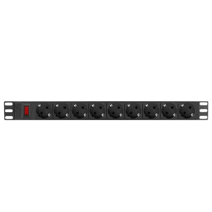 Regleta de enchufes para armario rack 19' 1U con 9 schuko aluminio e interruptor y cable de 3 metros