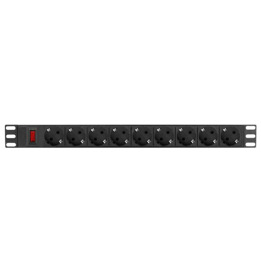 Regleta de enchufes para armario rack 19' 1U con 9 schuko aluminio e interruptor y cable de 3 metros