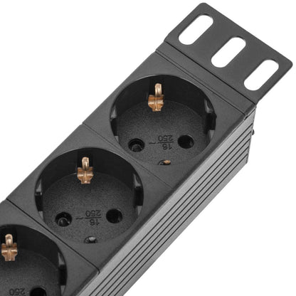 Regleta de enchufes para armario rack 19' 1U con 8 schuko e interruptor y cable de 3 metros C14