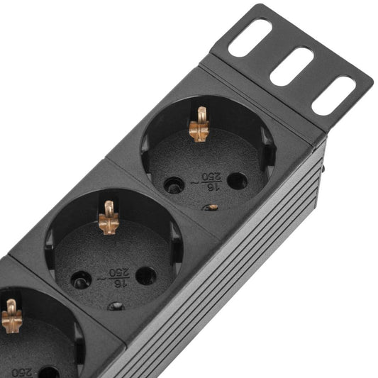 Regleta de enchufes para armario rack 19' 1U con 8 schuko e interruptor y cable de 3 metros C14