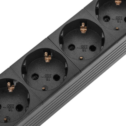 Regleta de enchufes para armario rack 19' 1U con 8 schuko e interruptor y cable de 3 metros C14